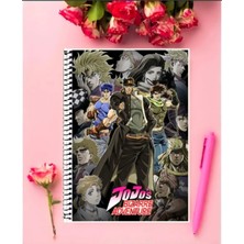 Ayaşlı Kırtasiye Jojo's Bizarre Advanture Anime Defter   Özel Tasarım A5 Boyutu 15*21 cm Telli Çizgisiz Defter