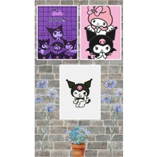 Kuromi Poster Seti 3 Adet A3 Boyutu 30*42 cm 200 gr Kuşe Kağıt Parlak Poster Seti