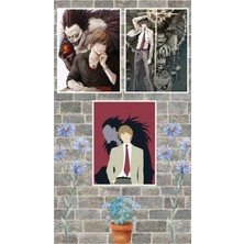 Light Yagami Poster Seti 3 Adet A3 Boyutu 30*42 cm 200 gr Kuşe Kağıt Parlak Poster Seti