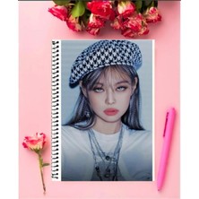 Black Pink Defter   Özel Tasarım A4 Boyutu Telli Çizgili Defter 21*29 cm