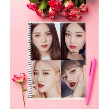 Black Pink Defter   Özel Tasarım A4 Boyutu Telli Çizgili Defter 21*29 cm