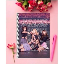 Black Pink Defter   Özel Tasarım A4 Boyutu Telli Çizgili Defter 21*29 cm