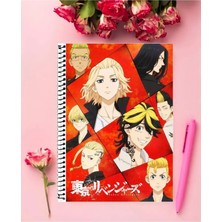 Rollas Store Tokyo Revengers Anime Defter   Özel Tasarım A4 Boyutu 21*29 cm Telli Çizgili defter