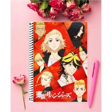 Ayaşlı Kırtasiye Tokyo Revengers Anime Defter   Özel Tasarım A5 Boyutu 15*21 cm Telli Çizgisiz defter