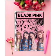 Black Pink Defter   Özel Tasarım A4 Boyutu Telli Çizgili Defter 21*29 cm
