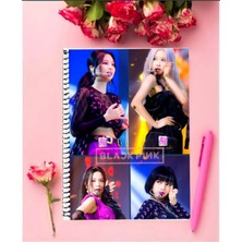 Rollas Store Black Pink Defter   Özel Tasarım A4 Boyutu Telli Kareli Defter 21*29 cm