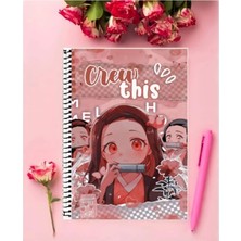 Ayaşlı Kırtasiye Nezuko Kamado Anime Defter   Özel Tasarım A5 Boyutu 15*21 cm Telli Çizgisiz Defter