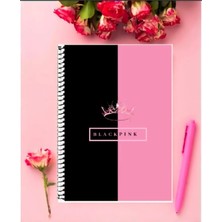 Black Pink Defter   Özel Tasarım A4 Boyutu Telli Çizgili Defter 21*29 cm