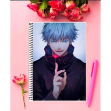 Rollas Store Jujutsu Kaisen Anime Defter   Özel Tasarım A4 Boyutu 21*29 cm Telli Kareli