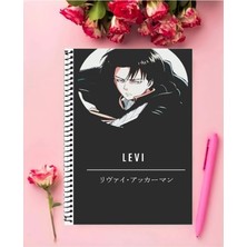 Ayaşlı Kırtasiye Levi Ackerman Anime Defter   Özel Tasarım A5 Boyutu 15*21 cm Telli Çizgisiz defter