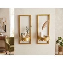 Ragno 2'li Metal Dekoratif Duvar Rafı,hediyelik Duvar Dekorasyon AKSESUARI,22X55CM