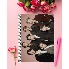Rollas Store Bts Defter   Özel Tasarım A4 Boyutu 21*29 cm Telli Kareli Defter