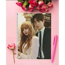 Lisa ve Juunkook Defter   Özel Tasarım A4 Boyutu 21*29 cm Telli Çizgili Defter