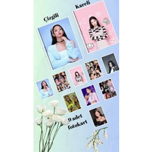 Jennie Blackpink Defter 2 Adet  Çizgili ve Kareli + 9 Adet Fotokart Seti