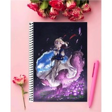 Violet Evergarden Anime Defter   Özel Tasarım A5 Boyutu 15*21 cm Telli Çizgisiz Defter