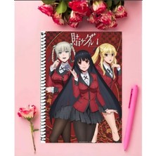 Rollas Store Kakegurui Anime Defter   Özel Tasarım A4 Boyutu 21*29 cm Telli Çizgili Defter