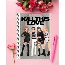 Black Pink Defter   Özel Tasarım A4 Boyutu Telli Çizgili Defter 21*29 cm