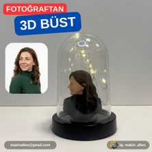 Makinafleo Işıklı Fanus Içinde Kişiye Özel 3D Tek Kişilik Büst (8cm)