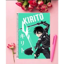 Rollas Store Kirito Alfheim Anime Defter   Özel Tasarım A4 Boyutu 21*29 cm Telli Kareli Defter