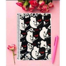 Rollas Store Monokuma Anime Defter   Özel Tasarım A5 Boyutu 15*21 cm Telli Çizgisiz