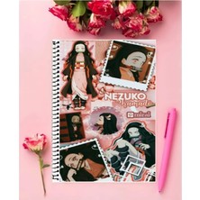Rollas Store Nezuko Kamado Anime Defter   Özel Tasarım A4 Boyutu 21*29 cm Telli Kareli Defter