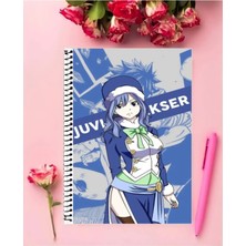 Juvia Lockser Anime Defter   Özel Tasarım A5 Boyutu 15*21 cm Telli Çizgisiz defter