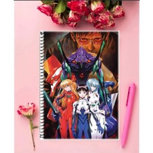 Fbn Store Neon Genesis Evangelion Anime Defter   Özel Tasarım A5 Boyutu 15*21 cm Telli Çizgisiz Defter