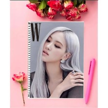 Black Pink Defter   Özel Tasarım A4 Boyutu Telli Çizgili Defter 21*29 cm