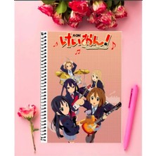 Ayaşlı Kırtasiye K-On Anime Defter   Özel Tasarım A5 Boyutu 15*21 cm Telli Çizgisiz Defter