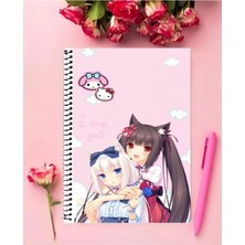 Ayaşlı Kırtasiye Nekopara Anime Defter   Özel Tasarım A5 Boyutu 15*21 cm Telli Çizgisiz defter