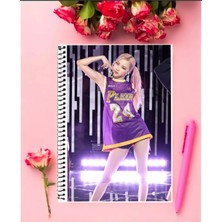 Rollas Store Black Pink Defter   Özel Tasarım A4 Boyutu Telli Kareli Defter 21*29 cm