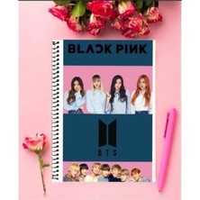 Black Pink Defter   Özel Tasarım A4 Boyutu Telli Çizgili Defter 21*29 cm