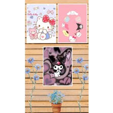 Kuromi Poster Seti 3 Adet A3 Boyutu 30*42 cm 200 gr Kuşe Kağıt Parlak Poster Seti