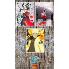 Naruto Uzumaki Poster Seti 3 Adet A3 Boyutu 30*42 cm 200 gr Kuşe Kağıt Parlak Poster Seti