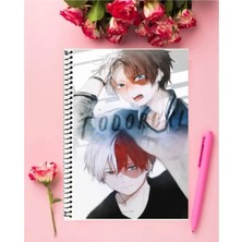 Rollas Store Shoto Todoroki Anime Defter   Özel Tasarım A4 Boyutu 21*29 cm Telli Kareli Defter