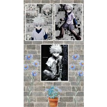 Killua Zoldyck Poster Seti 3 Adet A3 Boyutu 30*42 cm 200 gr Kuşe Kağıt Parlak Poster Seti