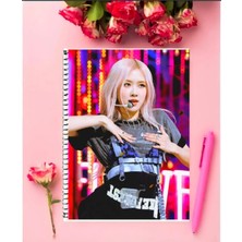 Black Pink Defter   Özel Tasarım A4 Boyutu Telli Çizgisiz Defter 21*29 cm