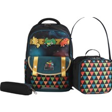 Ççs Kids Premium Okul Çanta Seti 3'lü Ilkokul Ortaokul Sırt Çantası Termal Beslenme Çantası Kalemlik Siyah 51980