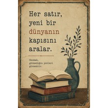 Lucena Retro Edebi Söz Mdf Duvar Tablosu Dekoratif Kitap ve Okuma Temalı Duvar Panosu 40