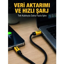 Gees Global 3'ü 1 Arada USB Şarj Kablosu 240W Hızlı Şarj ve Veri Aktarım Kablosu