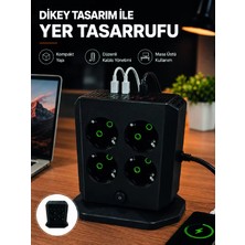 Gees Global Dikey Priz Kulesi 8 Ac Priz 4 USB 2 Type-C Çocuk Korumalı Güç Dağıtıcı