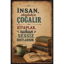 Lucena Retro Edebi Sözlü Mdf Duvar Tablosu Vintage Dekoratif Kitap ve Kahve Temalı Pano 21