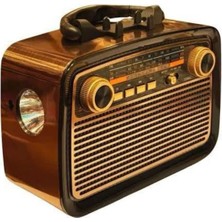 Stylmenplus Nostalji Radyo Bluetooth Hoparlör Usb-Sd Kart Giriş LED Fener Işıklı Bataryalı Pilli Yeni Nesil