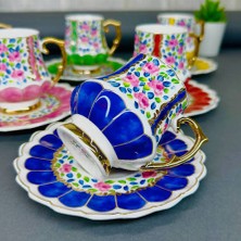 Acar Queen Victorya El Boyama Porselen 6 Lı Fincan Takımı 90 ml