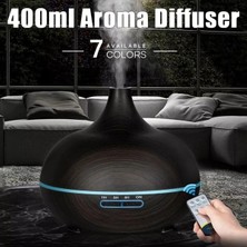 AyrStore Buğz Ultrasonik Ahşap Desenli Hava Nemlendirici Kumandalı Aroma Difüzörü 550 ml 7 Renk LED