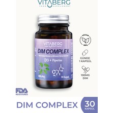 Vitaberg Dim Complex 30 Kapsül – DIM 100 mg, D3 ve Bitkisel Ekstreler İçeren Takviye Edici Gıda
