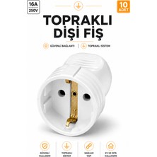Alıç Topraklı Dişi Fiş Elektrik Fişi Adaptörü Dayanıklı Gövdeli Güvenli Elektrik Prizi Dönüştürücü Ev ve Ofis Kullanımı-10 Adet