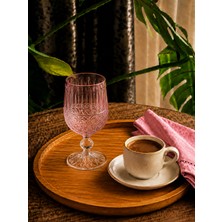 Crystalex Kristal  Kırmızı Renkli Kristal Kesme Kahve Yanı Cam Su Bardağı Kadeh Seti 135ML | Kahve Yanı Cam Su Bardağı-Pembe Y.h