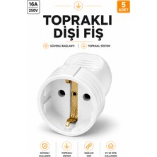 Alıç Topraklı Dişi Fiş Elektrik Fişi Adaptörü Dayanıklı Gövdeli Güvenli Elektrik Prizi Dönüştürücü Ev ve Ofis Kullanımı-5 Adet
