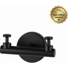 Premium Pirinç Lotus 2'li Askılık Mat Siyah